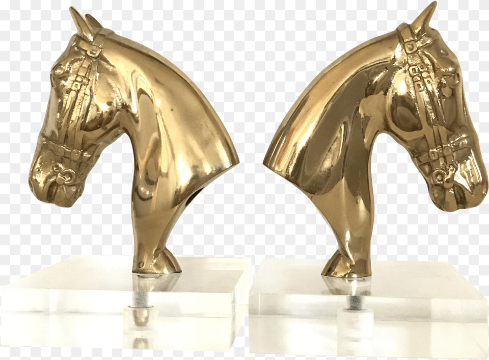 Vintage Lucite And Bronze Horses Head Bookends Bronze, Sink, Sink Faucet, Figurine Free Png Download