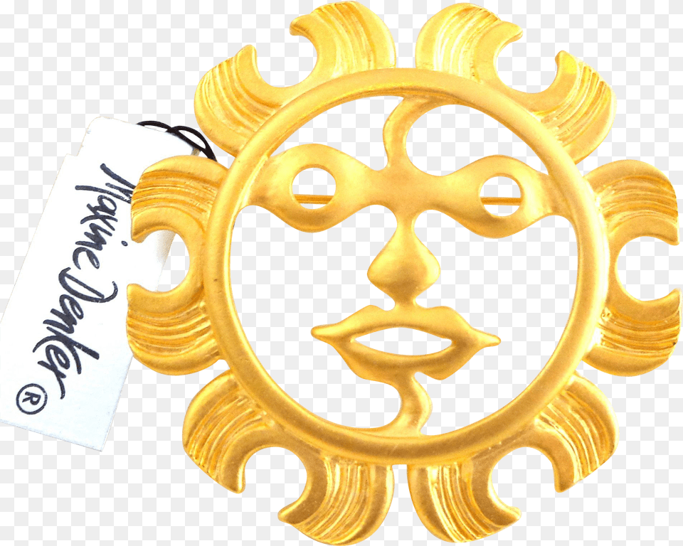 Vintage Maxine Denker Modern Tribal Sun Face Pin Original, Badge, Logo, Symbol, Gold Free Png Download