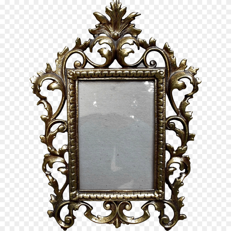 Vintage Metal Cast Iron Gold Wash Picture Frame Rococo Style, Mirror Png Image