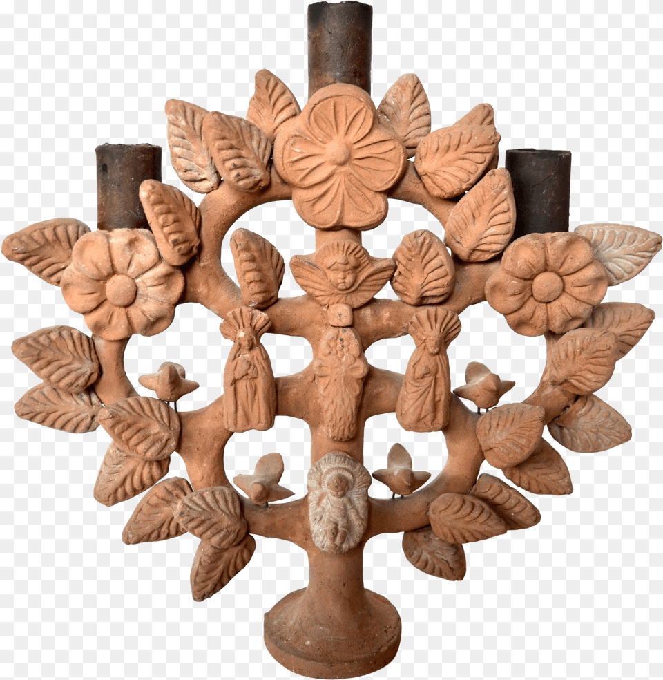 Vintage Mexican Ceramic Tree Of Life Candelabra Chandelier Free Png