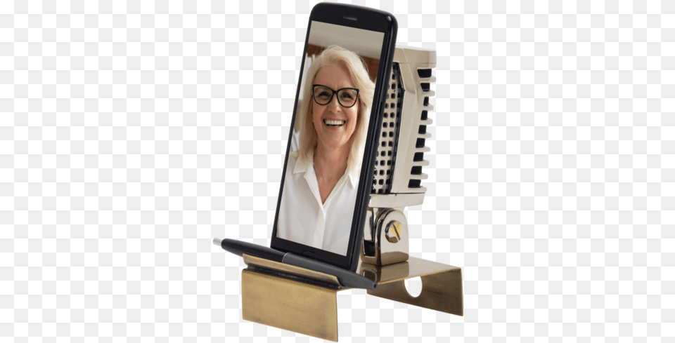 Vintage Microphone Phone Stand Mobile Phone, Computer, Electronics, Pc, Laptop Free Png