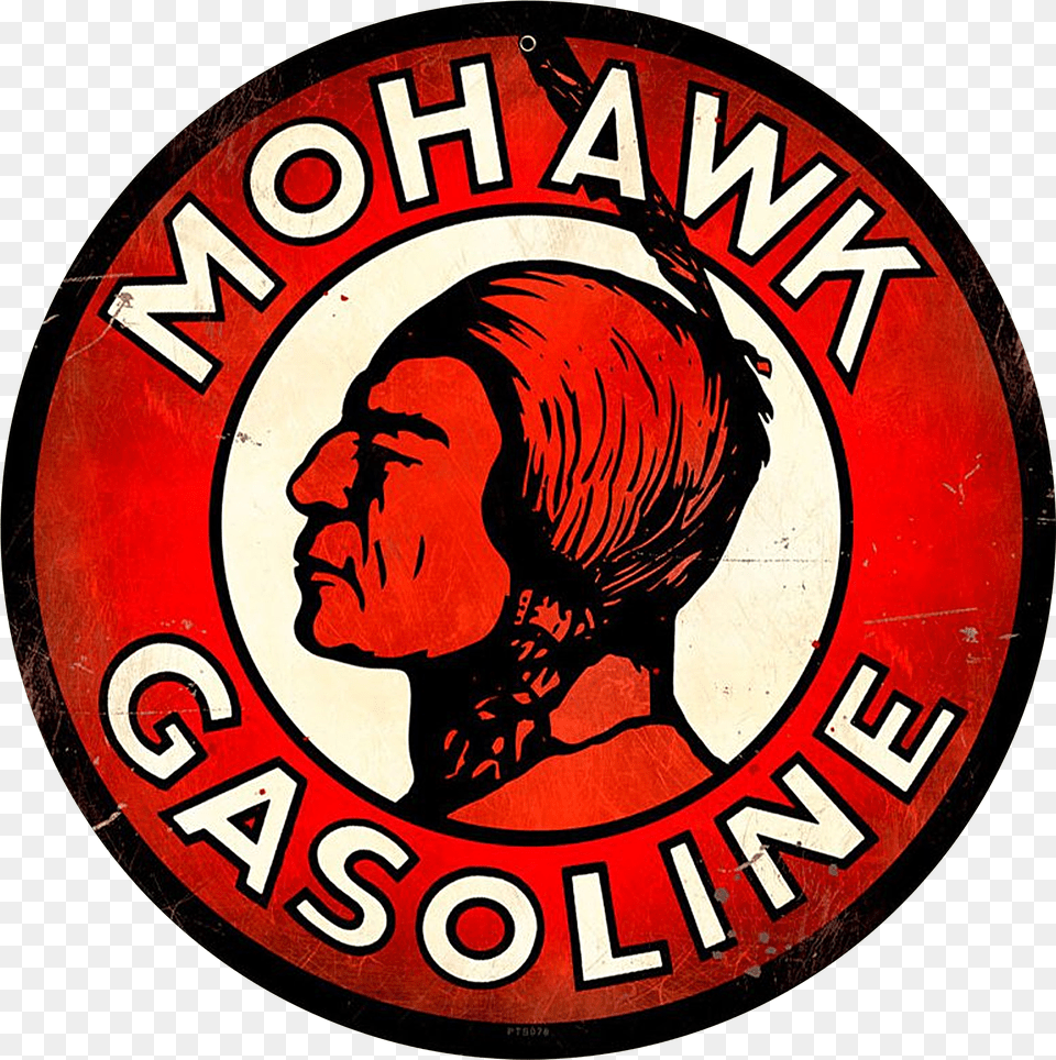 Vintage Mohawk Gasoline Sign Mohawk Gasoline Logo, Adult, Male, Man, Person Png