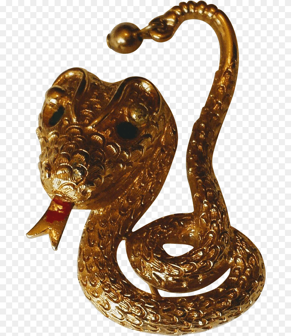 Vintage Monet Figural Coiled Snake Brooch Indian Cobra, Bronze, Treasure, Gold, Accessories Png Image