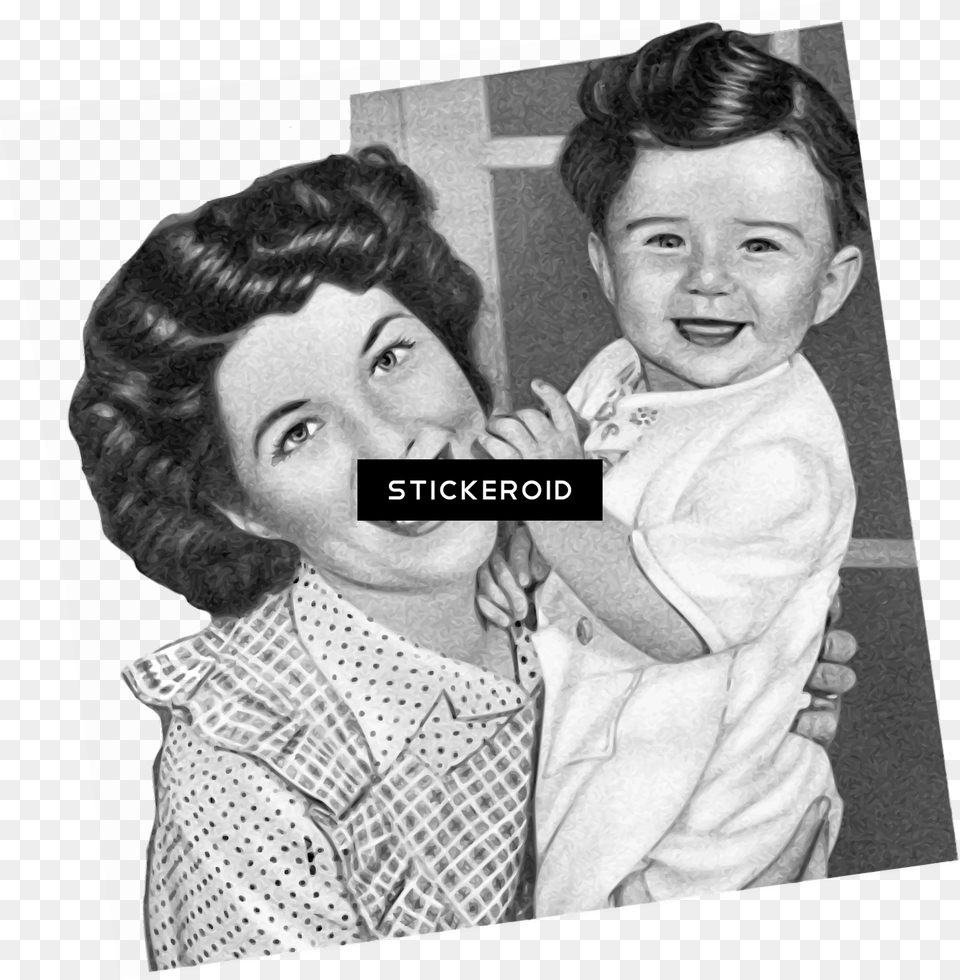Vintage Mother And Son Vintage Mamma Und Kinderbaby Schwarzweiss Dusche Papierserviette, Head, Portrait, Photography, Face Png Image