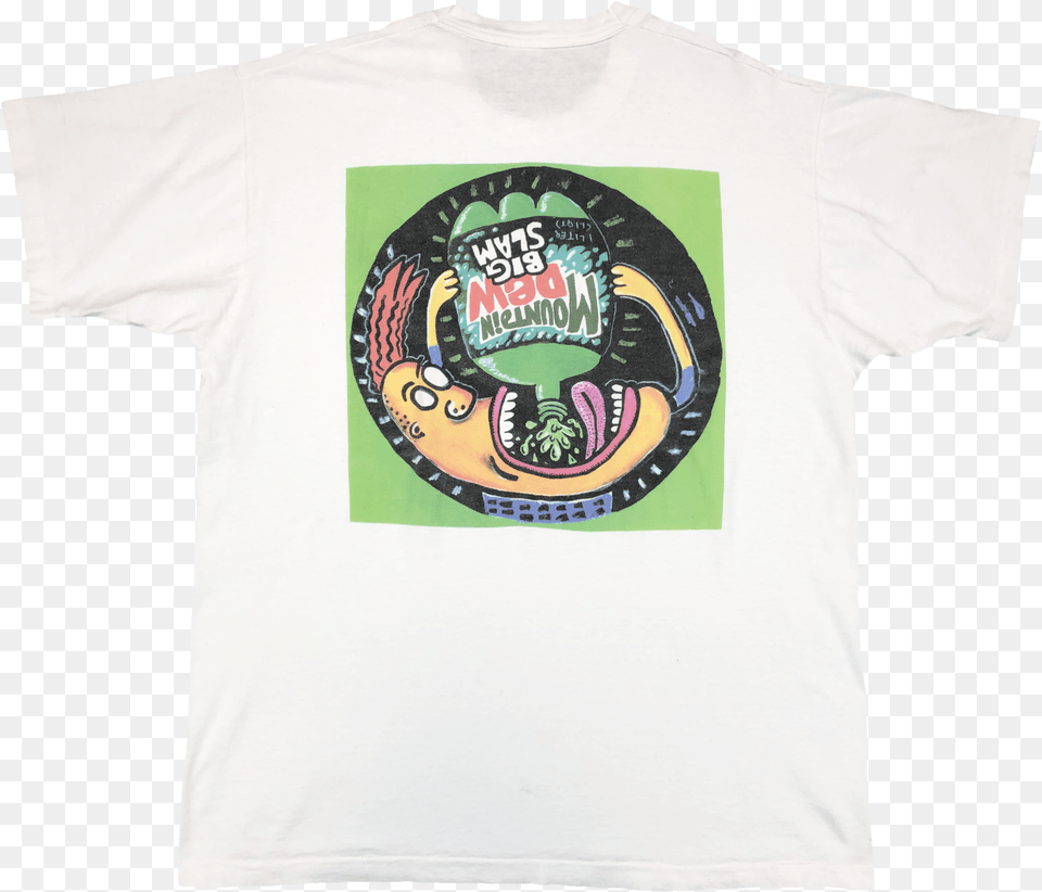 Vintage Mountain Dew Big Slam Tee Triceratops, Clothing, T-shirt, Shirt Png Image