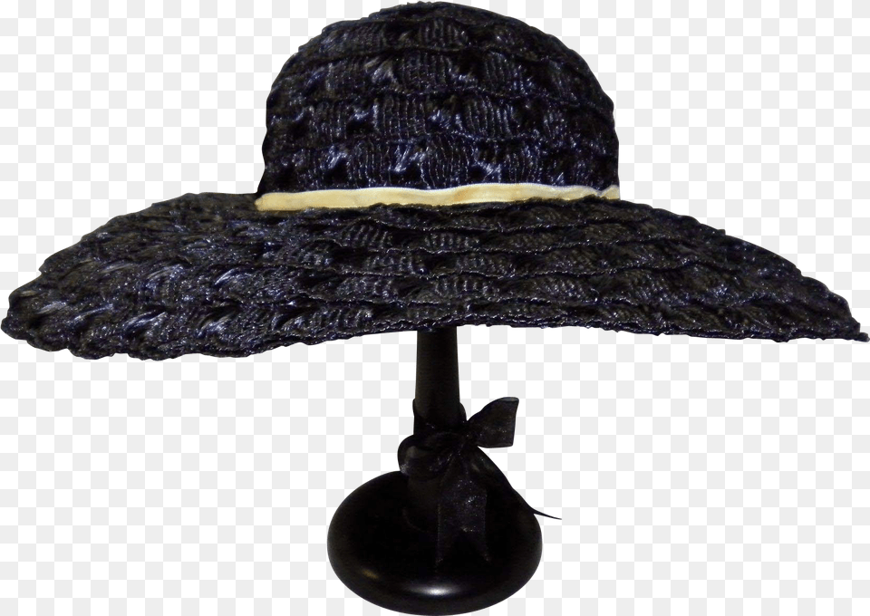 Vintage Navy Blue Woven Straw Hat By Mr Straw Hat, Clothing, Sun Hat Png Image