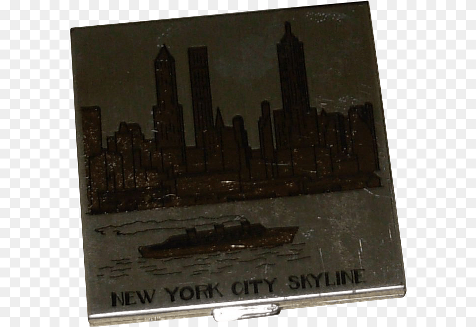 Vintage New York Skyline Ladies Powder Compact By Pilcher Skyscraper, Art, Painting Png Image