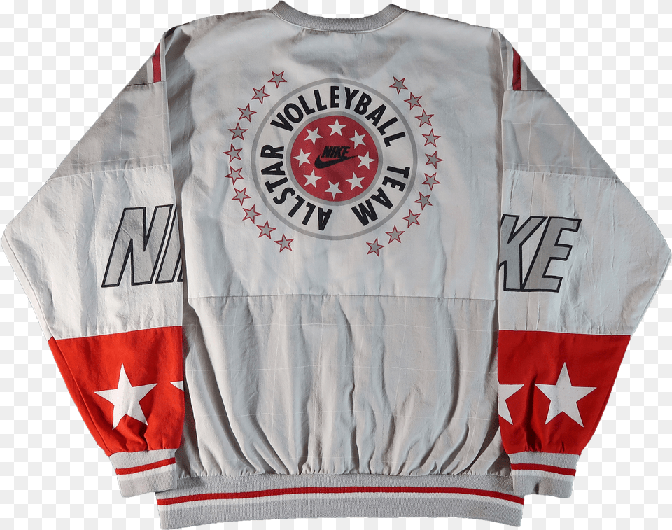 Vintage Nike 90s Grey Tag Red White Volleyball Team Long Sleeved T Shirt, Clothing, Coat, Jacket, Sweater Png Image
