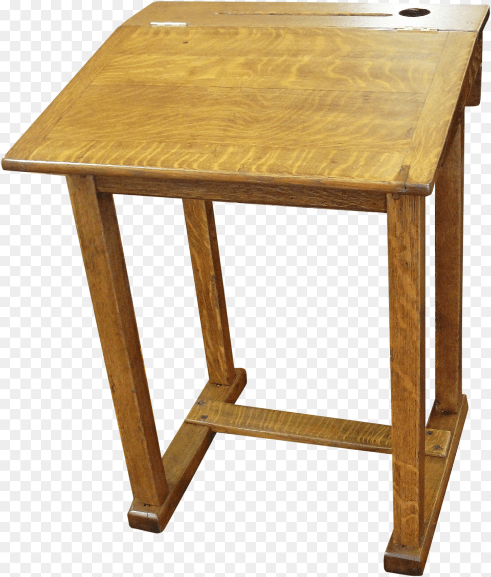 Vintage Oak School Desk Converts From Flat To Slant Slant Table, Furniture, Wood, Dining Table Png