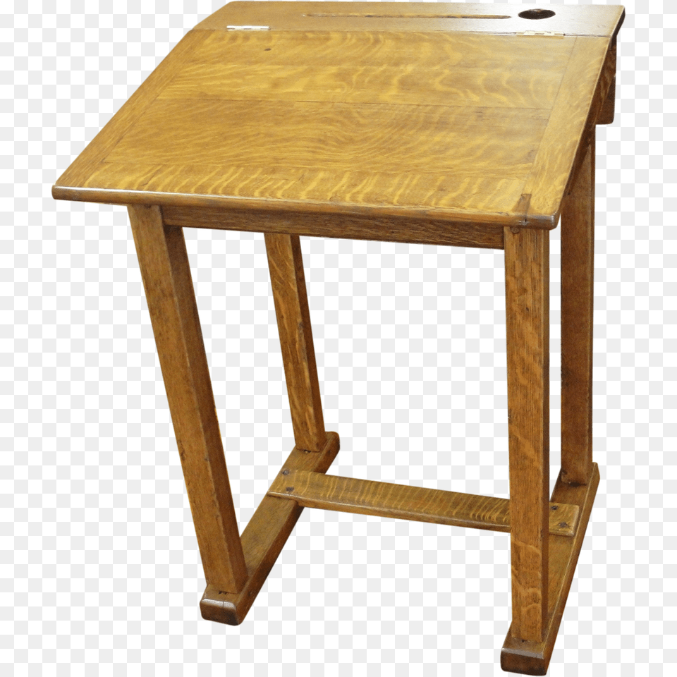 Vintage Oak School Desk Converts From Flat To Slant Top Art, Dining Table, Furniture, Table, Wood Free Png Download