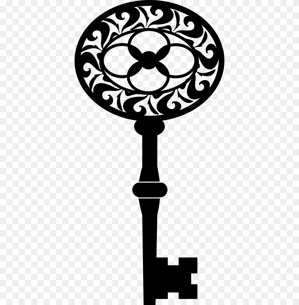 Vintage Oval Key Shape With Floral Design Chave Vintage, Stencil, Face, Head, Person Png