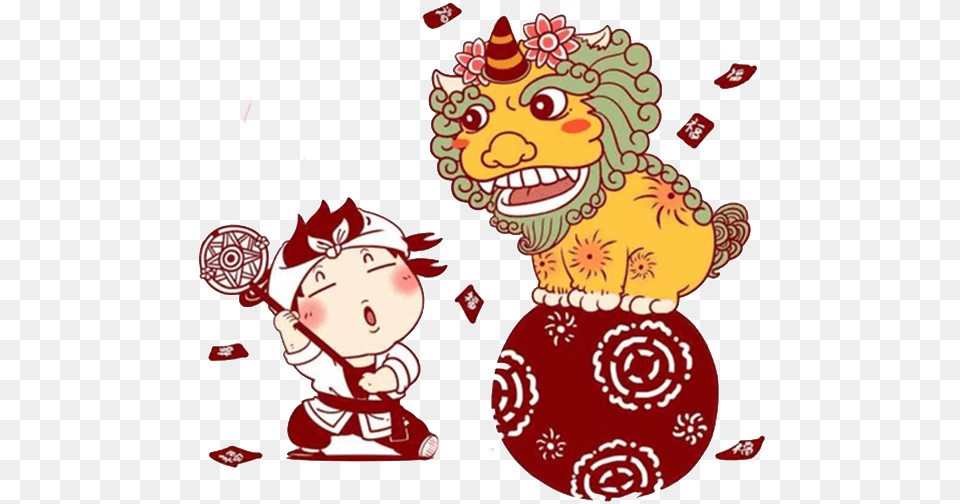 Vintage Paper Cut Lion Dance Lion Dance, Baby, Person, Face, Head Png