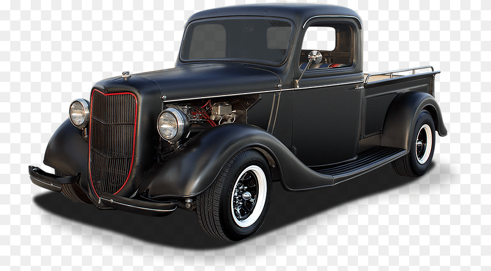 Vintage Pickup Truck White Walls Black Hot Rod Pickup Truck, Pickup Truck, Transportation, Vehicle, Car Free Png