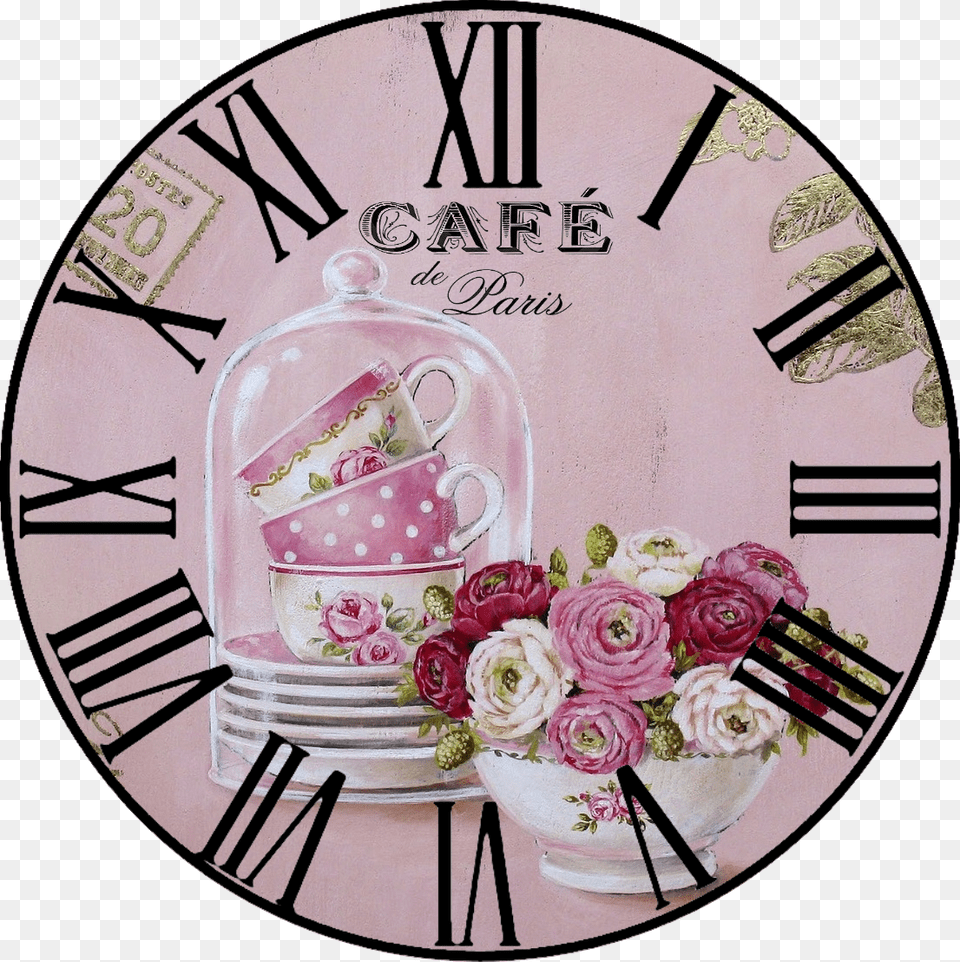 Vintage Pictures For Decoupage, Cup, Clock Free Png