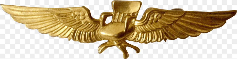 Vintage Pilots Wings Retirement Desk Chair With Wings Golden Eagle, Bronze, Gold, Animal, Fish Free Png Download