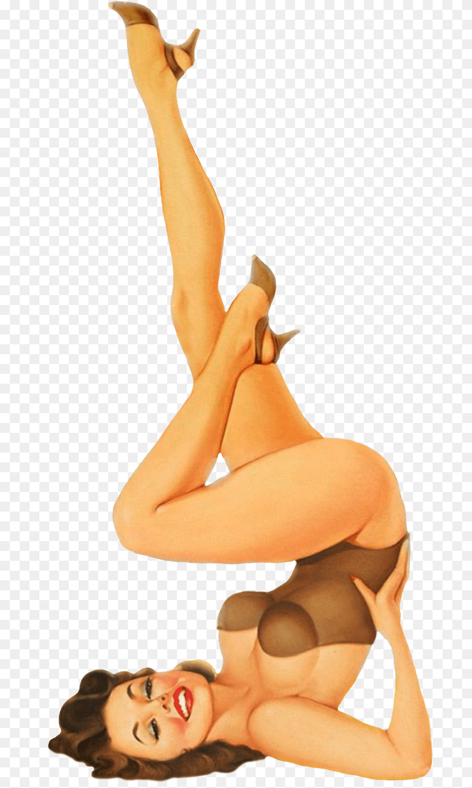 Vintage Pin Up Girl Upside Down Vintage Pin Up Girl, Adult, Female, Person, Woman Png Image