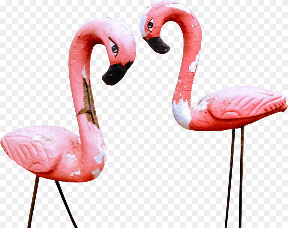 Vintage Pink Concrete Flamingo Lawn Ornaments Decorative Greater Flamingo, Animal, Bird Free Png