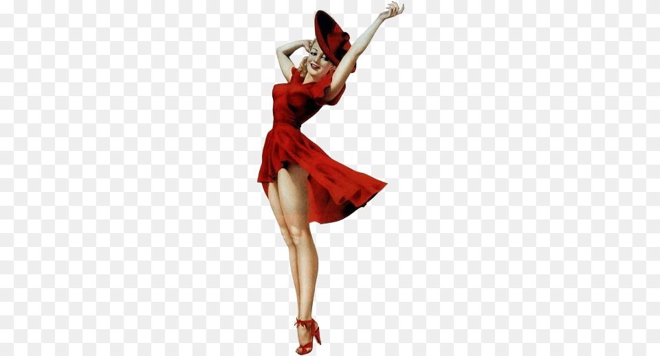 Vintage Pinup And Red Pin Up Girl Red, Dancing, Leisure Activities, Person, Adult Free Png