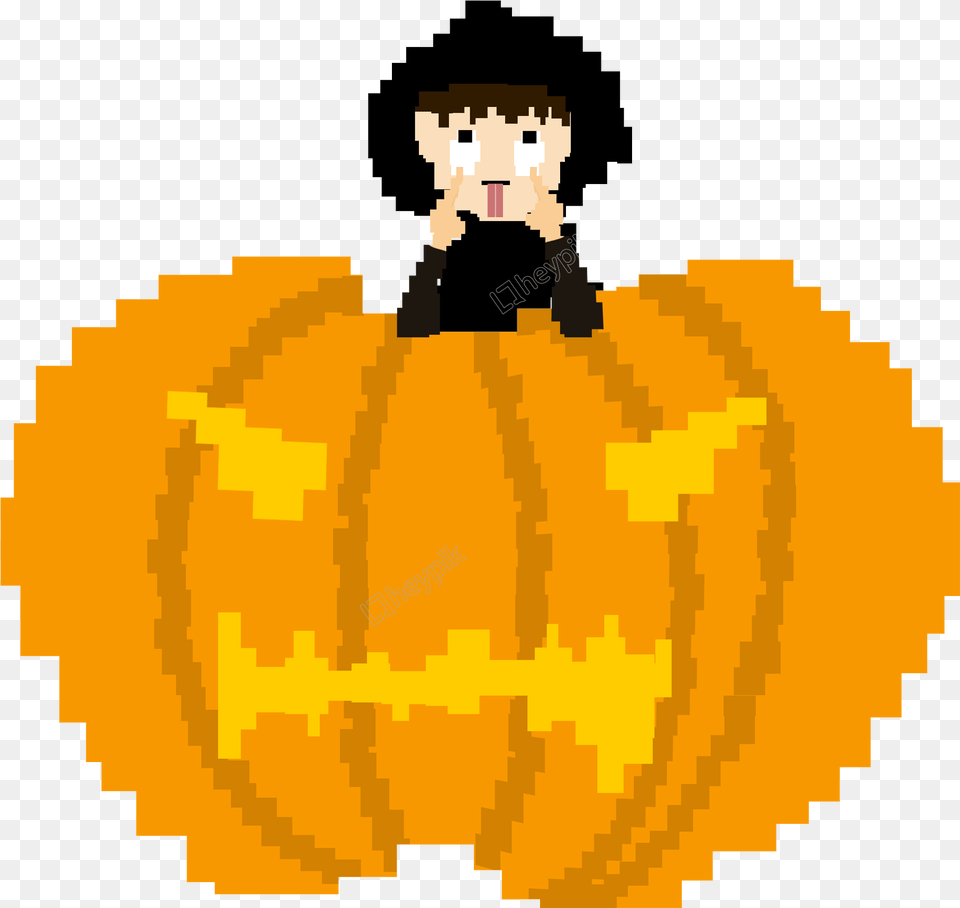 Vintage Pixelated Halloween Pumpkin Boy Design Image Pumpkin Pixel Art, Food, Plant, Produce, Vegetable Free Png