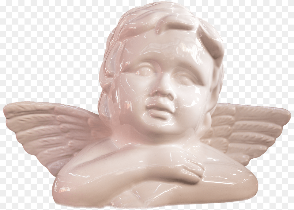 Vintage Porcelain Angel Figurine, Baby, Person, Face, Head Free Png