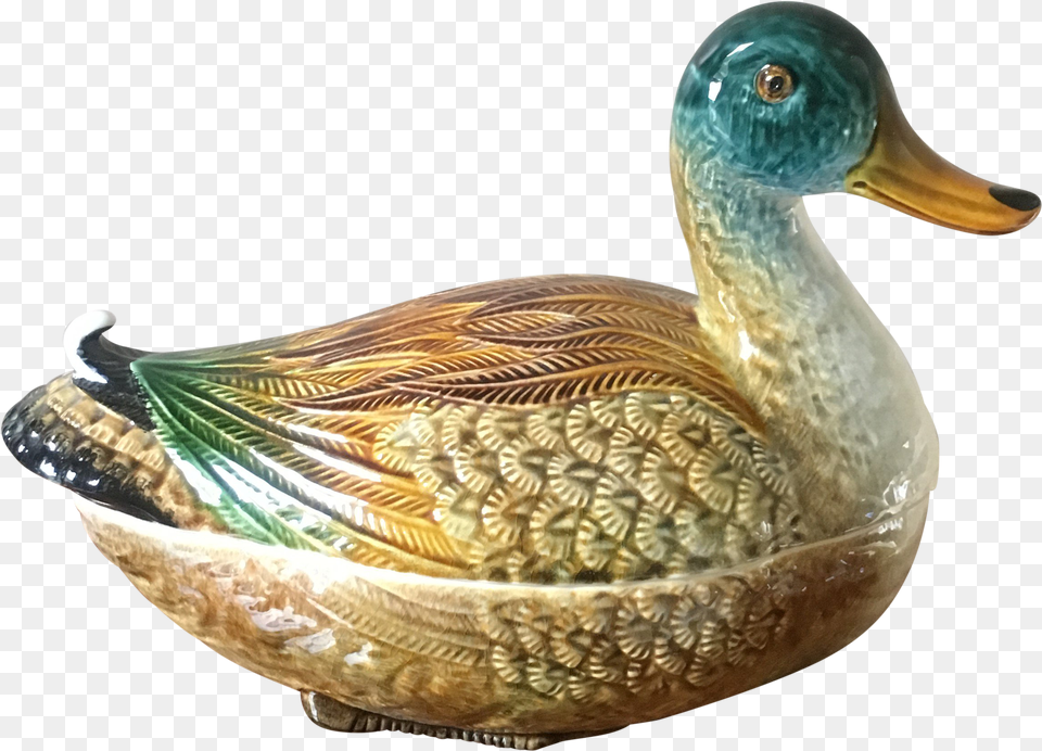 Vintage Portuguese Ceramic Duck Tureen Ceramic Duck, Animal, Anseriformes, Bird, Waterfowl Free Png