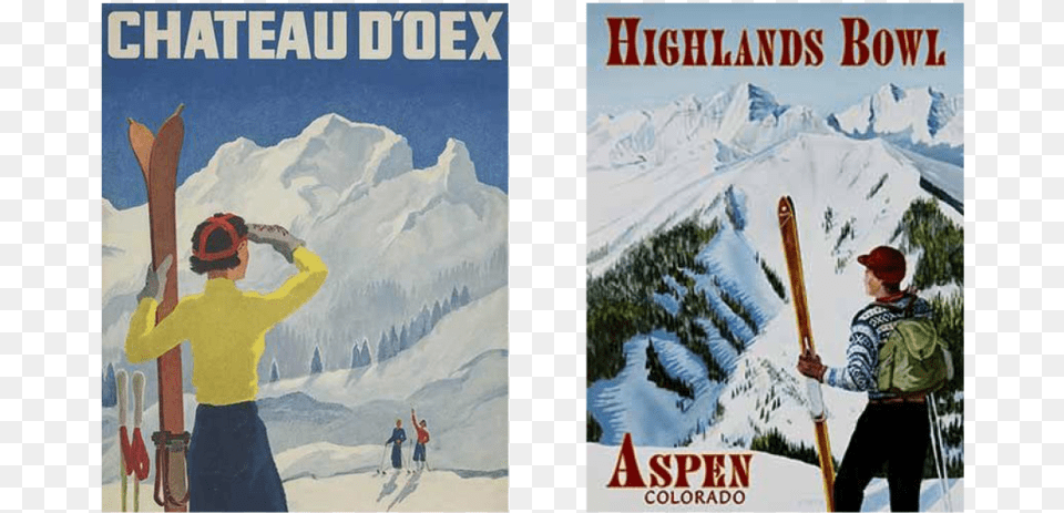 Vintage Poster Slides6 Snow, Sport, Piste, Person, Nature Png Image
