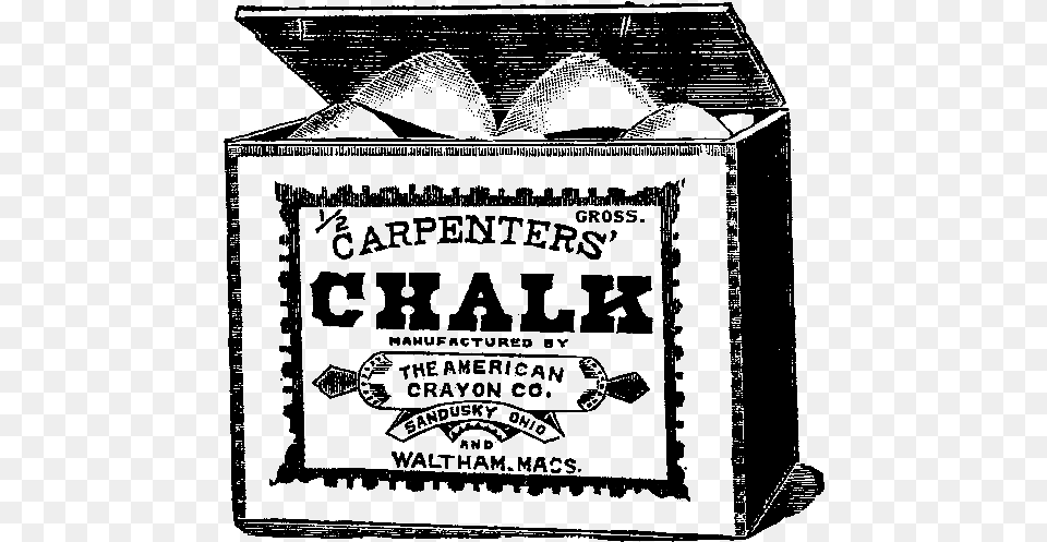 Vintage Products Illustration Black And White Chalk Box, Text Free Png