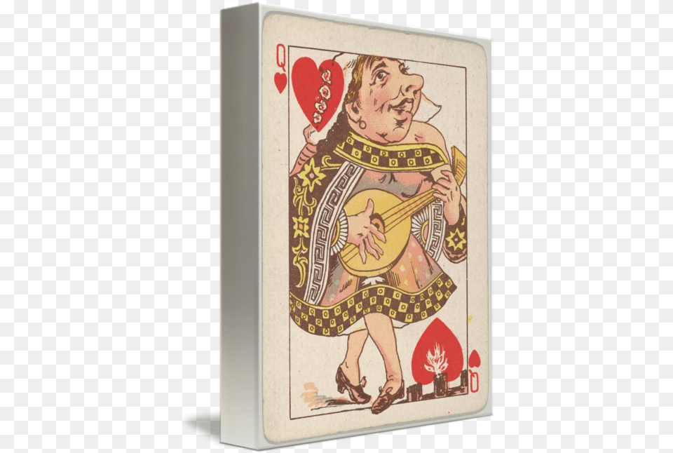 Vintage Queen Of Hearts Playing Card By Map Store Happy, Person, Face, Head, Musical Instrument Free Transparent Png
