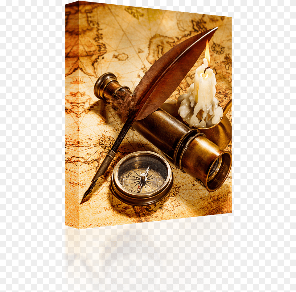 Vintage Quill Pen Cartas De Navegacion Antiguas, Compass, Candle Free Transparent Png