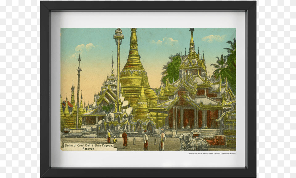 Vintage Quotshrine Of The Great Bell Templequot Myanmar, Architecture, Temple, Building, Spire Png Image