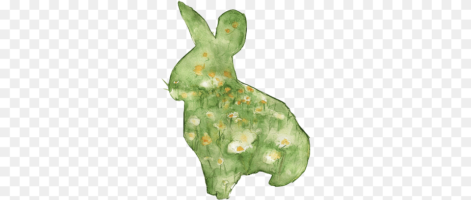 Vintage Rabbit Watercolor Bunny Silhouette, Leaf, Plant, Applique, Pattern Png