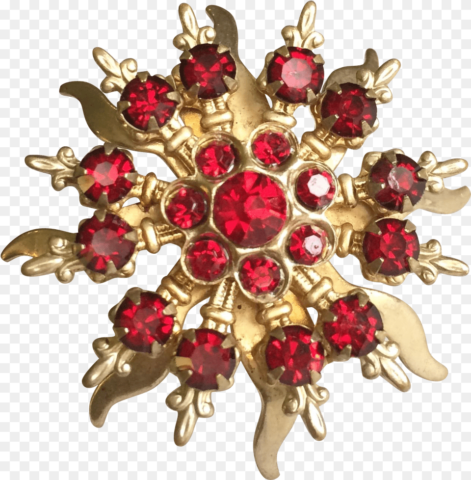 Vintage Red Rhinestone Starburst Brooch Found At Pendant, Accessories, Jewelry, Necklace Free Png