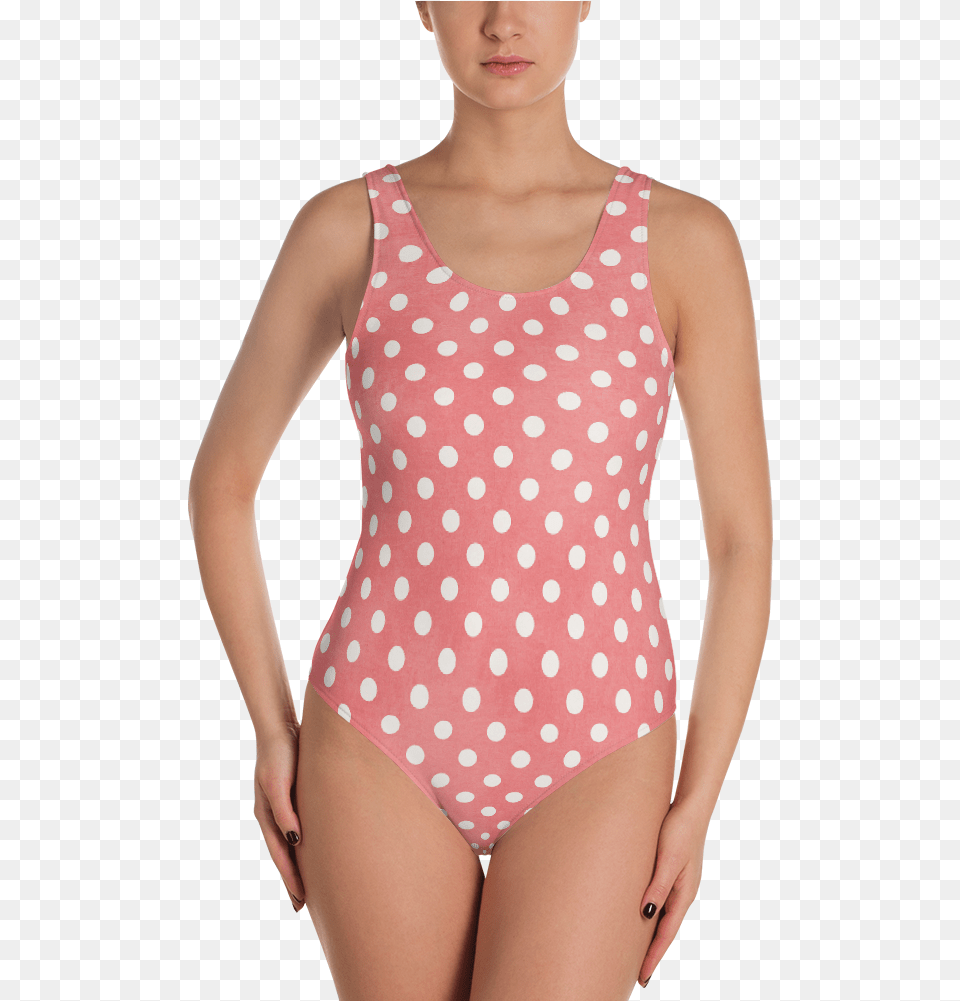 Vintage Red With Dots One Piece Swimsuit One Piece Swimsuit, Clothing, Swimwear, Pattern, Adult Free Png