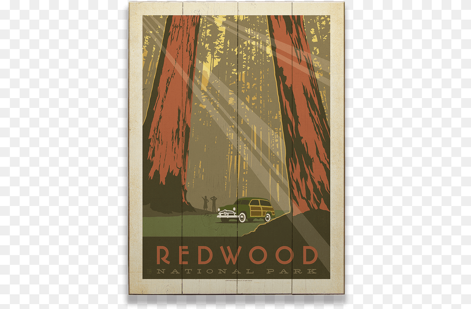 Vintage Redwoods National Park Posters, Advertisement, Poster, Car, Transportation Png Image