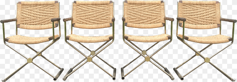 Vintage Regency Style Director Chairs With Rattanrope Chair, Canvas, Furniture, Indoors, Interior Design Png Image