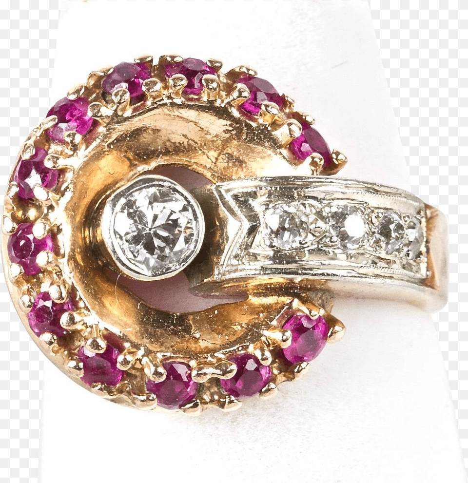 Vintage Retro 14k Rose Gold Diamond Ruby Ring Sparkle Diamond, Accessories, Jewelry, Gemstone Free Png