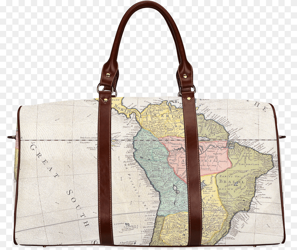 Vintage Retro Map 6 South America Waterproof Travel, Accessories, Bag, Handbag, Purse Png