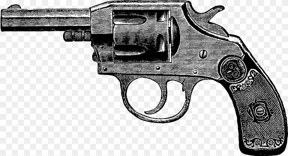 Vintage Revolver Gun, Firearm, Handgun, Weapon, Person Png Image