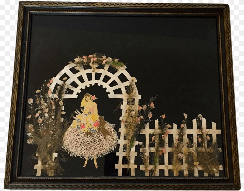 Vintage Ribbon Art Doll Art Deco Bride Doll Garden Picture Frame, Adult, Female, Person, Wedding Free Transparent Png