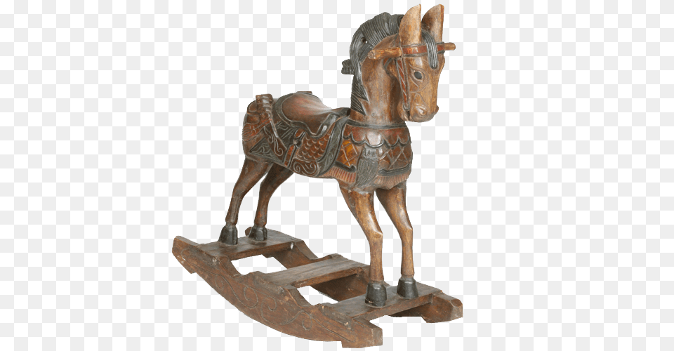 Vintage Rocking Horse, Bronze, Figurine, Animal, Mammal Png Image