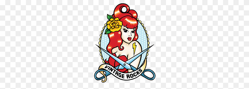 Vintage Rocks Logo Pin Up Hair Parlour Tattoo Burlesque, Gas Pump, Machine, Pump, Face Free Png Download