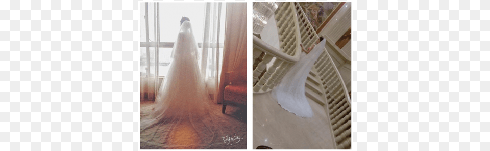 Vintage Romantic White Tulle Foldover Cathedral Length Floor, Housing, House, Staircase, Building Free Png