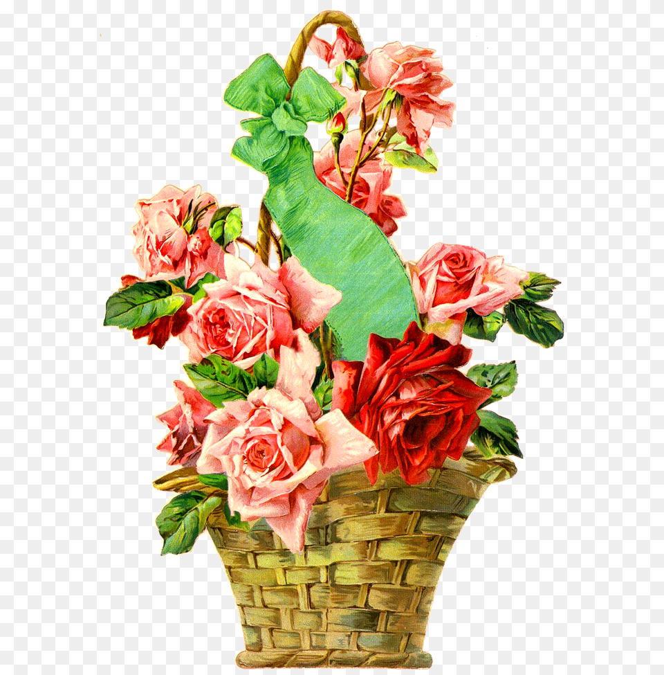 Vintage Rose Basket Die Cut Guldasta Hd Border In Flower, Flower Arrangement, Flower Bouquet, Plant, Art Free Png