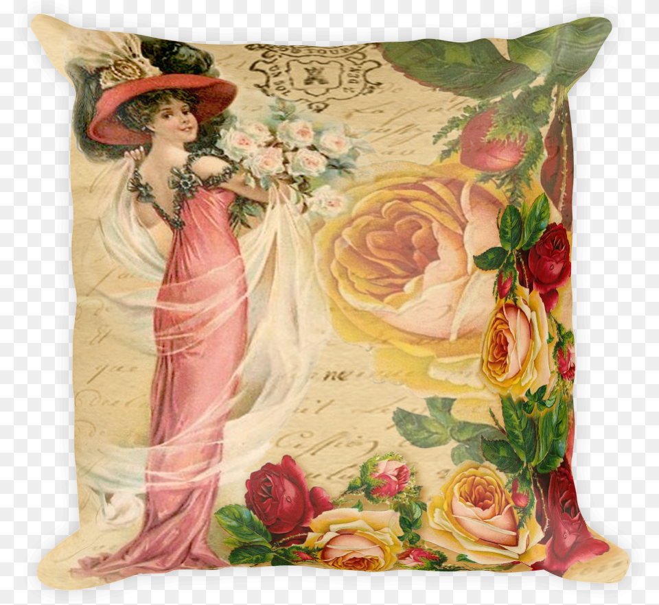 Vintage Rose Lady Pillow Cushion, Home Decor, Adult, Wedding, Person Free Png Download