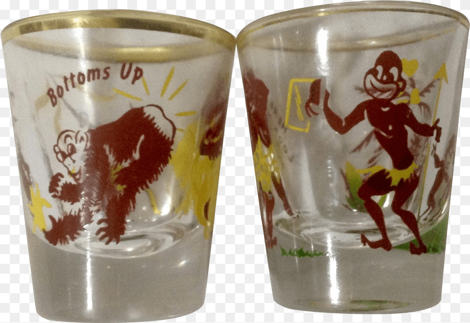 Vintage Rumpus Set Shot Glass Tribal Native Love Here Pint Glass, Cup, Baby, Person, Alcohol Png