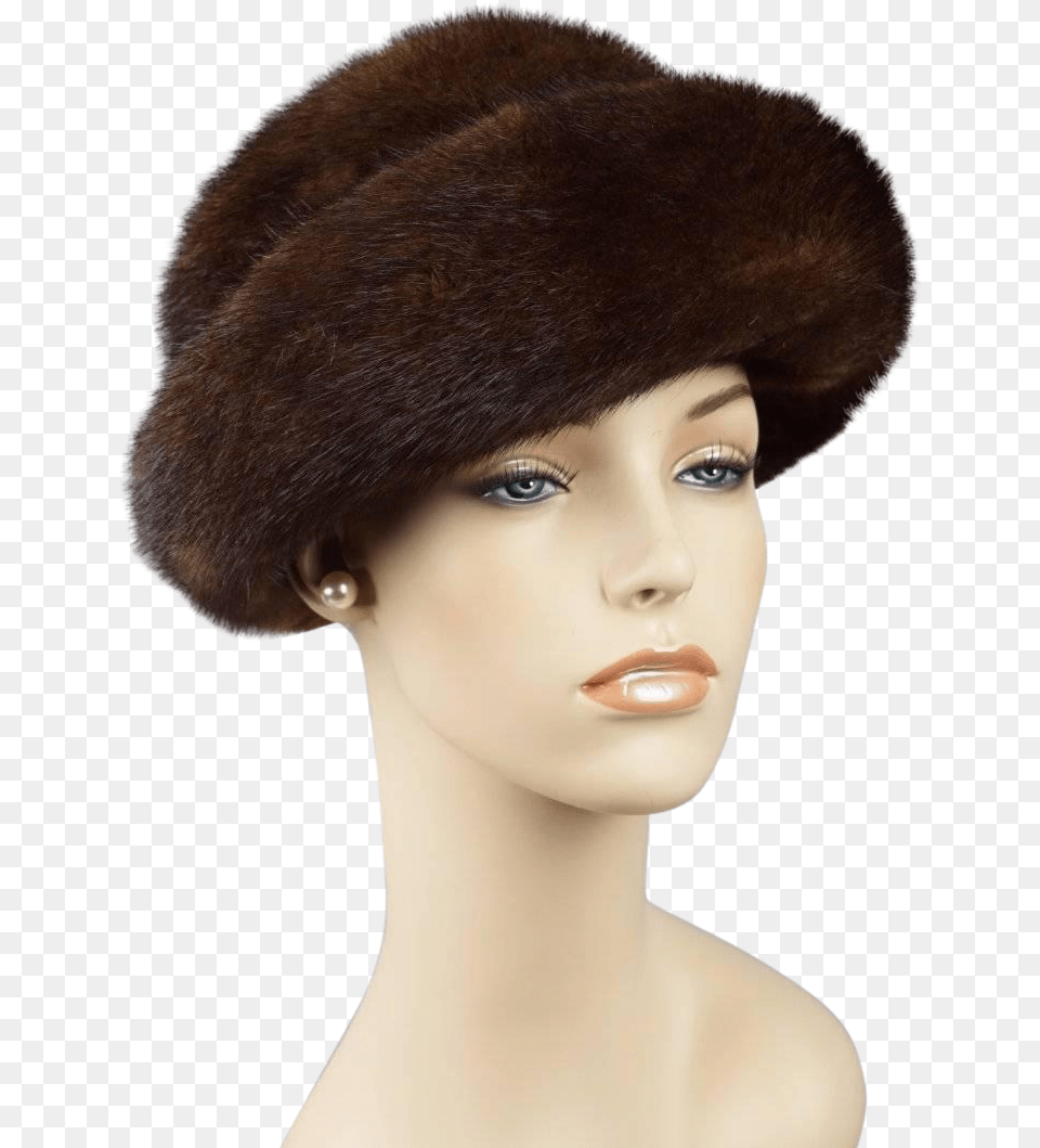 Vintage Russian Mink Hat Cloche Sz 22 12 Lace Wig, Adult, Person, Woman, Female Free Png