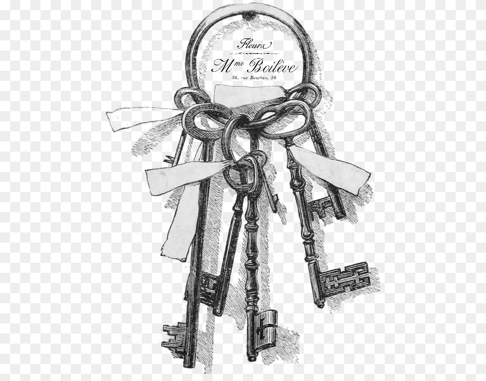 Vintage Rustic Key Bunch Of Keys Sketch, Cross, Symbol Png