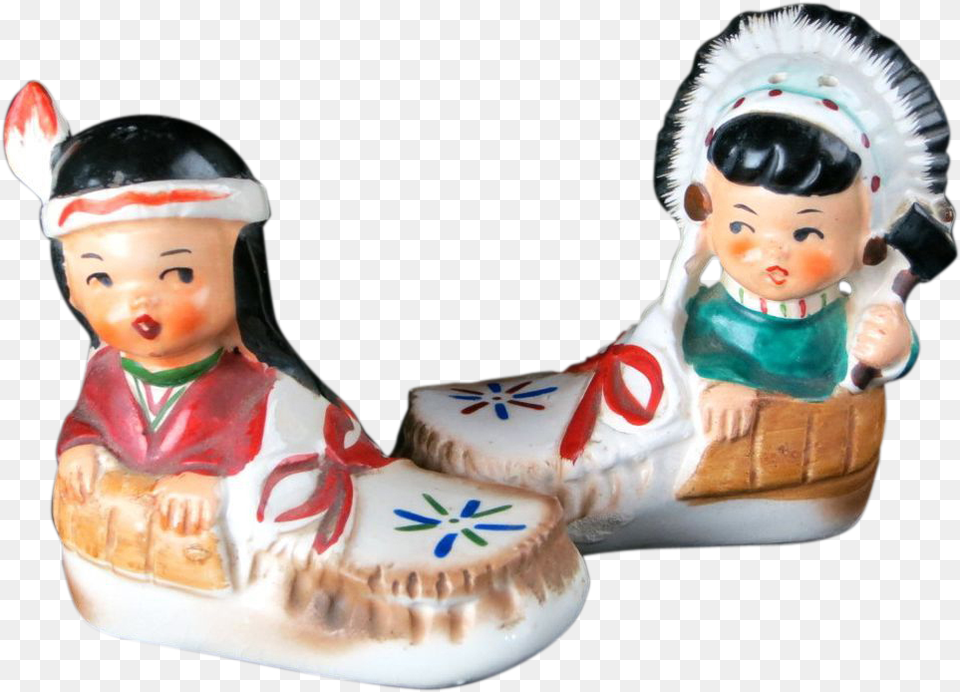 Vintage Salt Amp Pepper Shakers Native American Indian Figurine, Doll, Toy, Face, Head Free Png Download