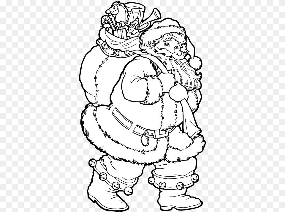 Vintage Santa Coloring Pages, Art, Drawing, Doodle, Baby Free Png