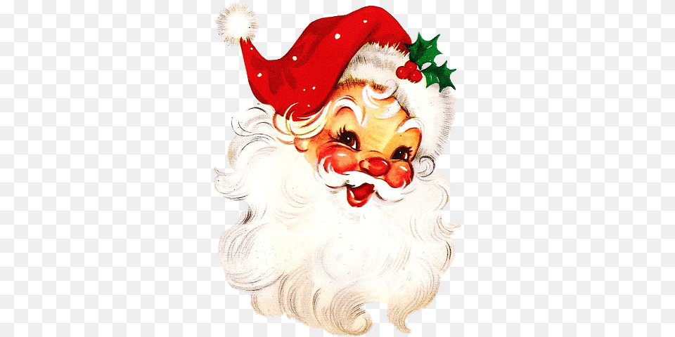 Vintage Santa Face Vintage Christmas, Performer, Person, Adult, Bride Png